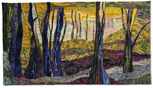 forest art quilt class with hilde morin